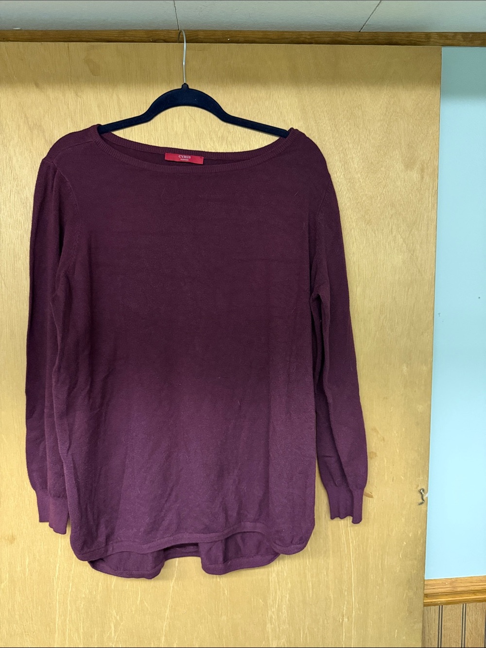 Cyrus Plum Scoop Neck Lightweight Sweater